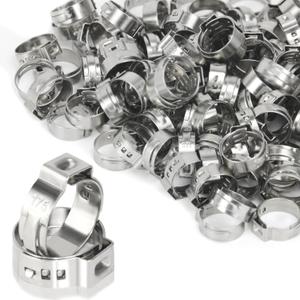 120Pcs PEX Cinch Clamps Rings,1/2 Inch Pex Crimp Ring,Single Ear Hose Clamp,304 Stainless Steel Cinch Crimp Rings Pinch Clamps for Pipe Hoses Fitting Connections