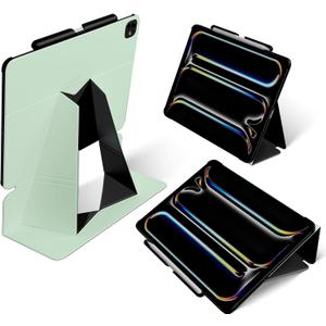 MOFT Folio Case for iPad Pro 13-inch (M4) 2024 - Silm Stand Protective Case with Detachable Pencil Holder, Multi-Angle Viewing, MOVAS Leather Cover, Auto Sleep/Wake, Peppermint