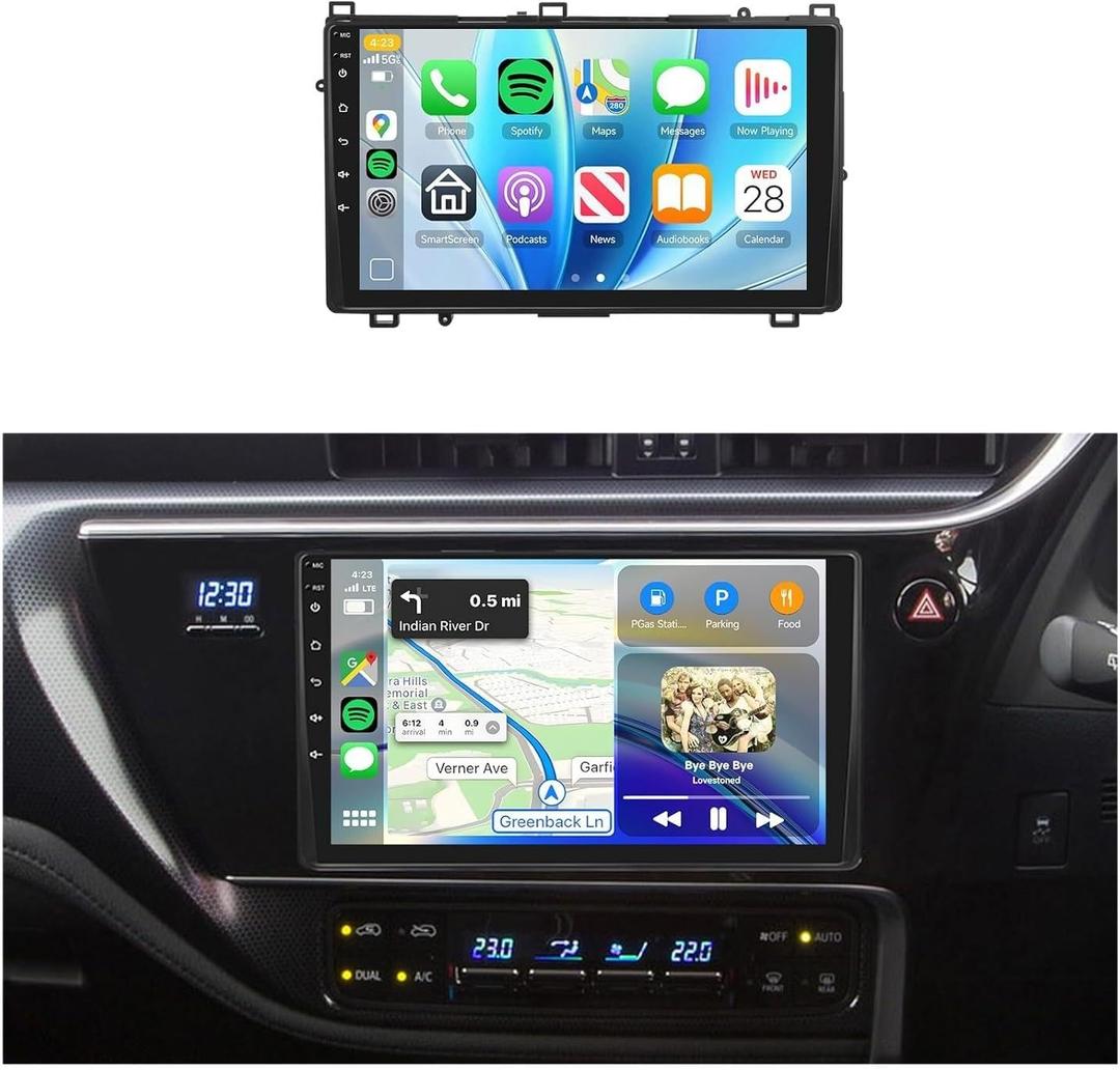 8Core 4G+64G Car Stereo Radio for Toyota Corolla 2017 2018 2019 with 5.0 Bluetooth,Wireless Carplay/Android Auto,DSP 46EQ, GPS WiFi 9inch IPS Touch Screen 63UIs,GPS,Rear Camera