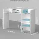 LANDVOI Desktop Bookshelf, Countertop Storage Hutch with 5 Shelves for Computer Desk, Desk Organizer for Home Office Dorm, Dressing Tabletop, Bar Countertop, White EDS01W, 37.2 x 10.24 x 24.61 inches
