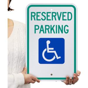 SmartSign Basics Reserved Parking Federal Handicap Parking Sign | 12" x 18" Engineer Grade Reflective 120 mil ACM, Made in USA