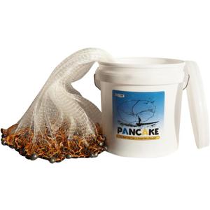 BasicGear Pancake Cast Net, 12ft Radius with 5/8 inch Mesh, Pure Lead 1.60LB for Freshwater and Saltwater, Professional Grade and Upgraded Material, Throw Style for Bait Trap Fish