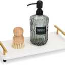 Segbeauty 12x6in Water Absorbing Stone Tray for Countertop, Fast Drying Stone Diatomaceous Earth Tray, Instant Drying Stone Tray for Kitchen Counter, Quick Dry Large Bathroom Counter Tray Soap Holder (White-gold)