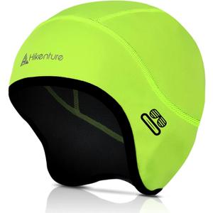 Hikenture Skull Cap Helmet Liner with Glasses Holes, Winter Thermal Cycling Cap for Men & Women, Cycling Hat Beanie (Fluorescent Green)