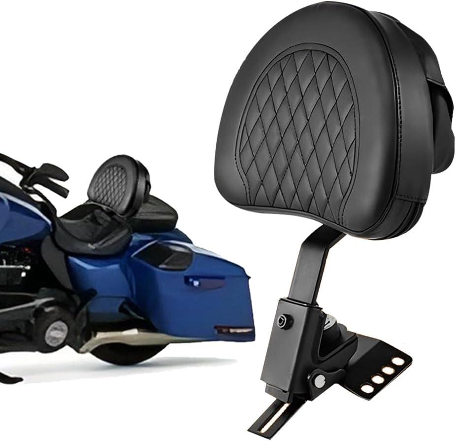 DREAMIZER Black Adjustable Driver Backrest Plug-in Rider Backrest Pad Motorcycle Custom Mounting Kit Compatible with Harley Touring Models Road King Street Glide Electra Glide Road Glide 1997-2023