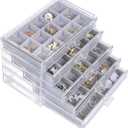 misaya Earring Jewelry Organizer with 5 Drawers, Birthday Present, Clear Acrylic Jewelry Box for Women, Velvet Earring Display Holder for Earrings Ring Bracelet Necklace, Gray