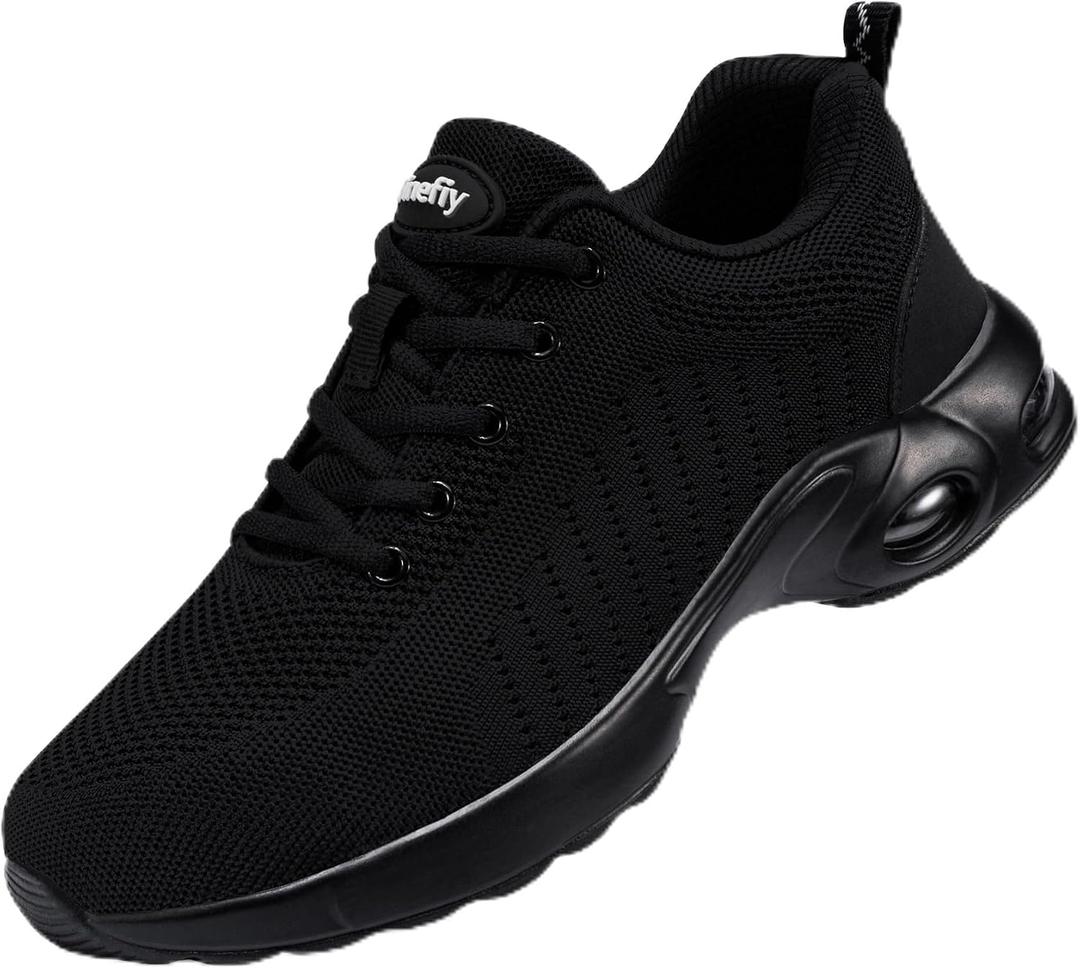 Tinefiy Steel Toe Shoes for Women Lightweight Safety Shoes Air Cushion Comfortable Slip Resistant Indestructible Womens Puncture Proof Work Shoe Size 10