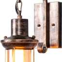 Rustic Light Fixtures, Oil Rubbed Bronze Finish Indoor Vintage Wall Light Wall Sconce Industrial Lamp Fixture Glass Shade Farmhouse Metal Sconces Wall Lights for Bedroom Living Room Cafe(1 Pack)