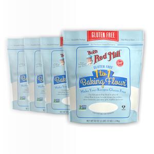 Bob's Red Mill Gluten Free 1 to 1 Baking Flour, 44oz (Pack of 4) - Non GMO, Vegan, Kosher (EXP 10/06/27)
