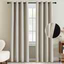 H.Versailtex 90% Blackout Linen Curtains 84 Inches Long for Bedroom/Living Room Thermal Insulated Grommet Curtain Drapes Primitive Textured Burlap Effect Window Drapes 1 Panel - Heather Natural/Black