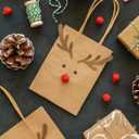 qiqee 100-Packs Mini Size Paper Gift Bags with Handles Bulk 4.5"2.5"6" Brown Gift Bags Multiple Uses