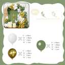 160Pcs Sage Green Balloons Arch Garland Kit, Olive Green and Gold White Balloon for Baptism Baby Shower Birthday Wedding Party Decorations