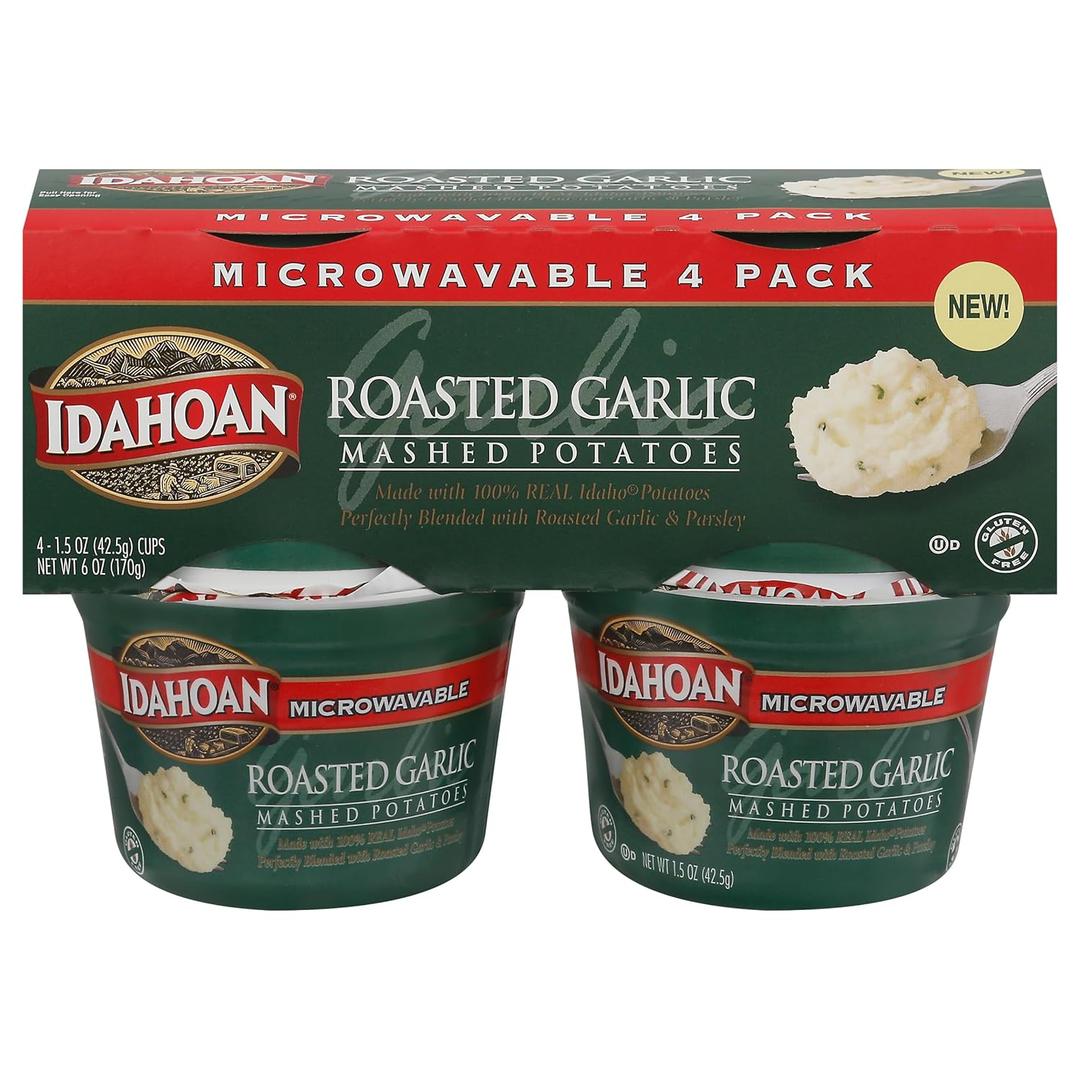 Idahoan, Roasted Garlic Mashed Potatoes, 6 Ounce, Pack of 24, BB Feb. 05, 2026