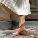 JENN ARDOR Women's Comfortable Stiletto Pumps 3 inch Elegant Gorgeous Closed Pointed Toe Slip On Solid High Heels for Ladies Wedding Dress Shoes (Beige)