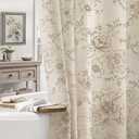 NDDYCU Farmhouse Floral Linen Shower Curtain, Vintage Tan Pattern Rustic Shower Curtains for Bathroom, Taupe, 72x72