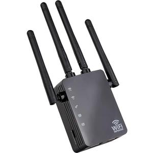 Dual Band  WiFi Extender, WiFi Booster, Cover up to 12880 sq.ft & 105 Devices, 1200Mbps WiFi Booster, Dual Band 2.4G and 5G, Wireless Repeater with Strong Penetrability, 4 Antennas