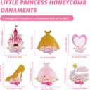 12 PCS Princess Party Honeycomb Centerpieces Decorations, Pink and Gold Party Table Topper Centerpieces for Girls Birthday Christmas Party (Princess Set)