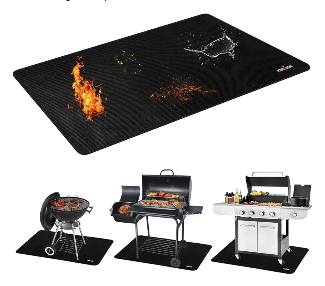 48 X 30 Inch Under Grill Mats for Outdoor Grill, Double-Sided Fireproof/Waterproof/Oil-Proof Grill Pad, BBQ Matt for Under Grill, Indoor Fireplace/Fire Pit Mat, Deck and Patio Protector Mat
