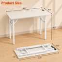 Folding Table Computer Desk - 43.3" No Assembly Folding Desk with Power Outlets & USB Charging Port, Small Desk, Foldable Office Desk, Compact Storage Portable Use for Small Space, White Ash