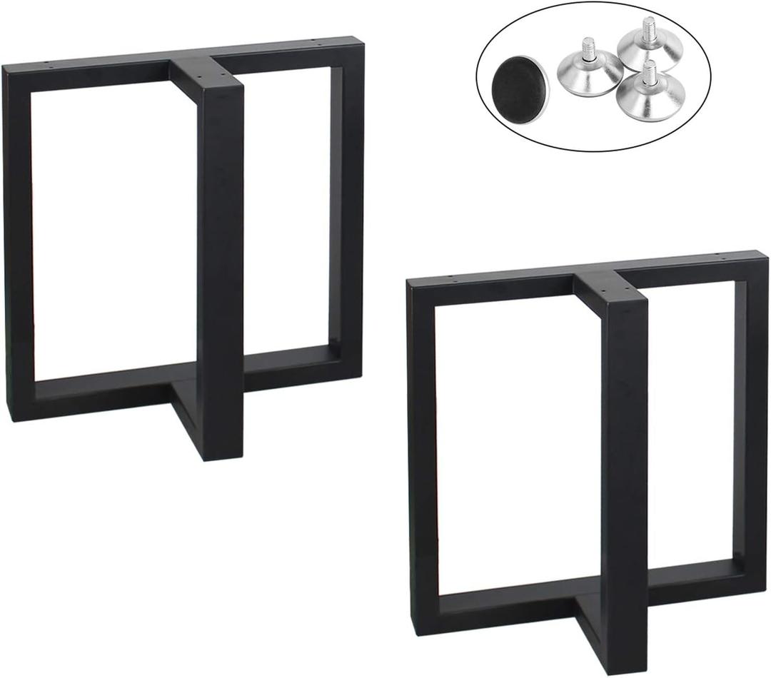 MBQQ Rustic Decor T-Shape Table Legs, Heavy Duty Metal, 15.7'H x 17.7'W, Dining & Desk, Industrial Modern, DIY Iron Bench Legs