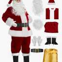 Mannice Santa Claus Costume for Men 9PCS, Christmas Santa Costume Adult Deluxe Santa Suit Professional Santa Outfit