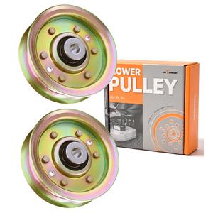Antanekr 173437 532173437 Flat Idler Pulley for Craftsman Lawn Mower Tractor, Mower Pulley Fits Husqvarna Poulan 42 44 Deck Replace 131494 532131494 173438 165888 LT16542 LT18452 LTH1342, 2 Pack