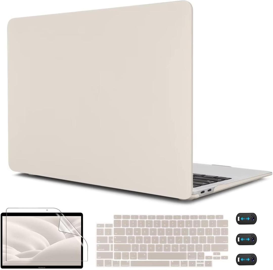 CISSOOK Beige Case for MacBook Air 13 Inch 2021 2020 2019 2018 Release Model A2337 A2179 A1932, Plastic Hard Shell Case with Keyboard Cover for MacBook Air 13.3 inch M1, Beige Stone