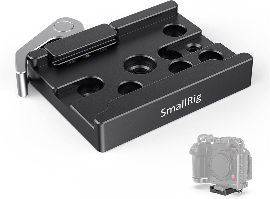 SMALLRIG Quick Release Mount Plate for Arca-Type, Baseplate Clamp with 1/4''-20 Threaded, 3/8''-16 Threaded and Lever - 2143B