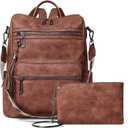 Shrrie Backpack Purse for Women Leather Fashion Designer Backpack Convertible Shoulder Satchel Bag for Travel College Work (1-2-nubuck Brown)