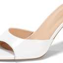 Coutgo Womens Heeled Mules Pointed Peep Toe High Heels Slip On Backless Mule Sandals Dress Shoes Size 7
