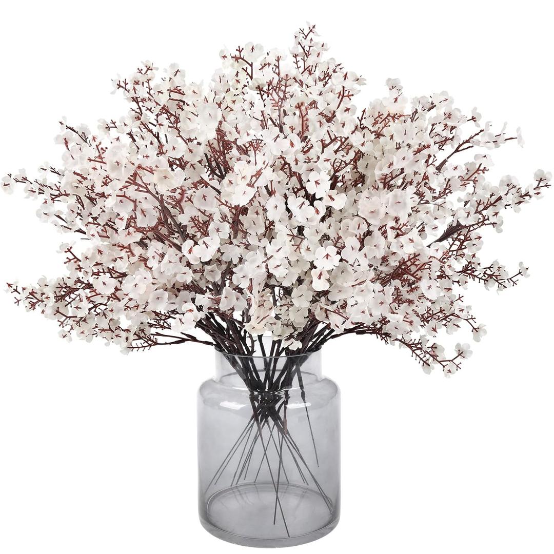 HIAGROW Baby's Breath Artificial Flowers 16 Bundles White Real Touch Fake Flowers Silk Flowers Bulk for Vase Home Office Wedding Fall Indoor Outdoor Centerpiece Table Party Decorations