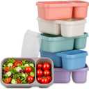 2-Compartment Reusable Snack Containers with Lids, Wheat Straw Reusable Snack Packs for Meal Prep Food Storage On-the-Go Snacking(6 Color)