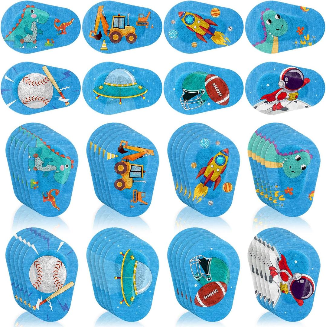 Panitay 40 Pcs Kids Eye Patches for Boys Toddlers Adhesive Patches Bulk with Lazy Eye Breathable Fabric Pad Light Blocking Cute Designs Cotton Adhesive Bandages for Boys Children