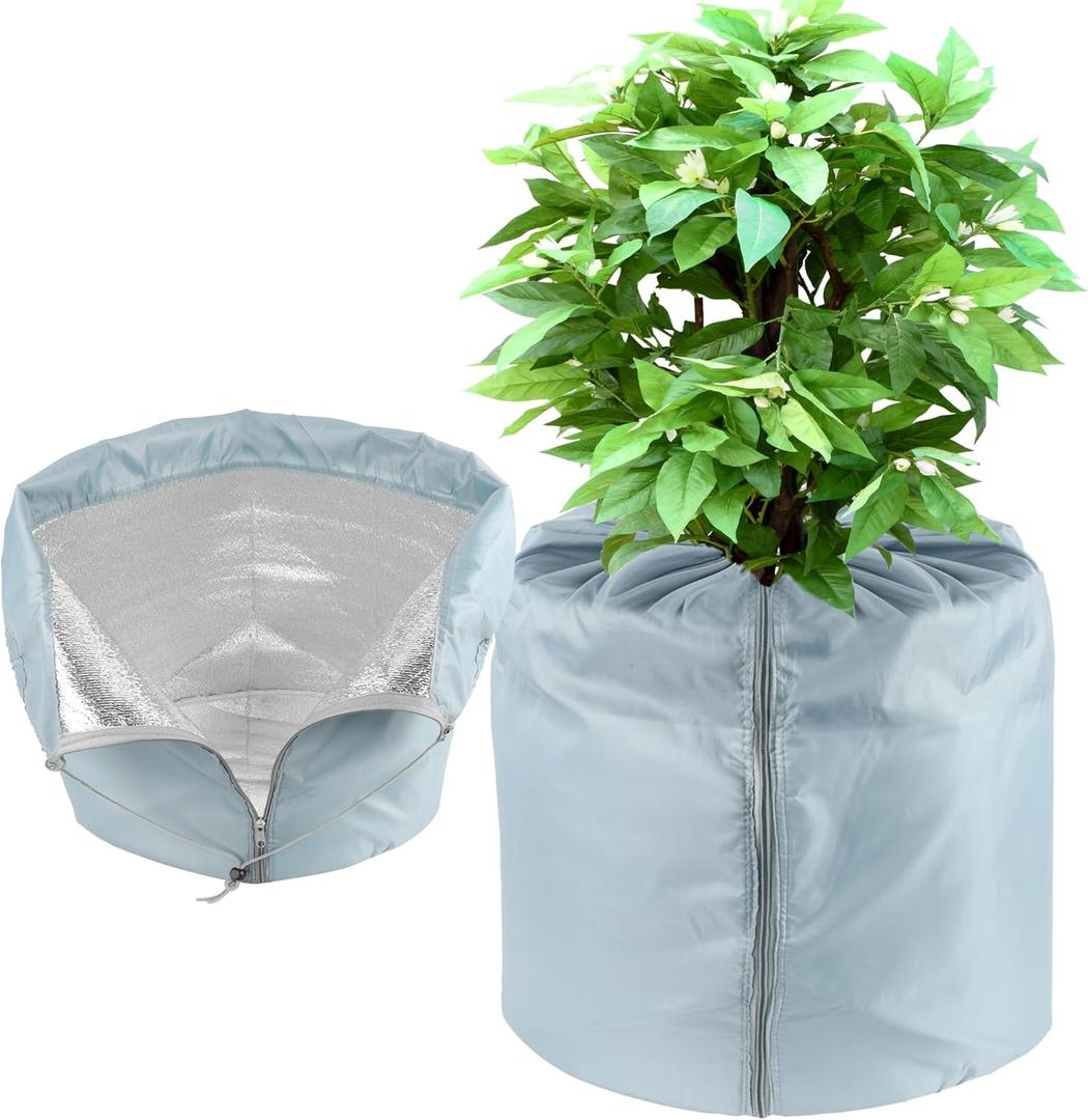 2-Pack Plant Pot Covers for Winter Freeze Protection - 18" x 20" Frost Protection Cover for Outdoor Plants & Shrubs (Silver)
