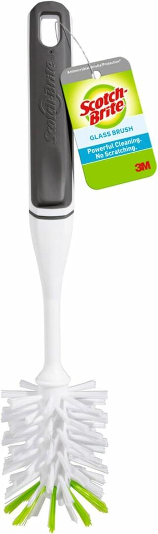 Scotch-Brite Glass and Water Bottle Brush, Long-Lasting, Safe on Glassware, Shaker Bottles, Food Processors, & More, Non-slip handle, Durable, Reusable, Clean in Top Rack of Your Dishwasher (1 Pack)
