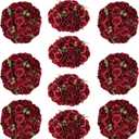 Red Roses Flowers Balls for Centerpieces: 10 PCS 15.7" Diam Flower Centerpieces for Tables in Wedding Reception Decorations Arrangement for Party Celebration Planners