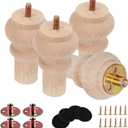 4 Inch Wooden Unfinished Bun Feet for Dresser Legs Couch Sofa Cabinet Ottoman DIY Replacement Wood Furniture Legs Set of 4 M8 Bolt Screw in (4)