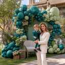 Teal Balloon Garland Arch Kit Double Stuffed, Dark Turquoise Teal-Green Aqua Balloon Different Sizes 18/12/5 Inch for Baby Shower Birthday Wedding Winter New Year Party Decoration