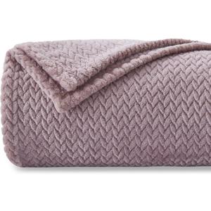 NEWCOSPLAY Super Soft Throw Blanket Light Purple Premium Silky Flannel Fleece Leaves Pattern Lightweight Bed Blanket All Season Use (Light Purple, Throw(50"x60"))