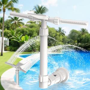 Pool Fountain For Above And In-Ground Pools, XJUGEZ 360 Adjustable Dual Mode Waterfall Pool Sprinkler Fountain, Pressure And Height Adjustable Pool Accessories For Ground Pools, Multi-Size Interfaces