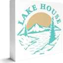 Pack Of 4, Lake Decor Wooden Box Sign, Summer Lake House Life Decor Home Bedroom Bathroom Decoration, Lake House Gifts for New Home Women Men