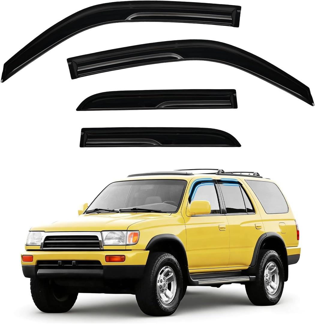 4Runner Rain Guards - Window Visors for Toyota 4Runner 1996-2002, Out-Channel Side Window Rain Guards for 4Runner Accessories, 4PCS, Black, Car Accessories
