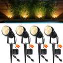 12W Landscape Lighting, IP66 Waterproof Spotlight with 6.6Ft Cable + Plug+ Switch, 3000K LED Landscape Lights for Yard Garden Tree House Halloween Christmas, 1400LM Landscape Warm White Light, 4 Pack