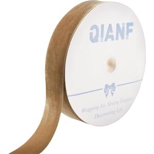 QIANF Velvet Ribbon, 1 1/2-Inch by 25-Yard Spool (Khaki)