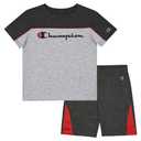 Champion Boys Short Set 2 Piece Active Clothing Set for Toddlers Short Sleeve Tee and Pull on Short for Kids (Blue)