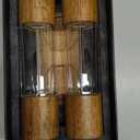 Wooden Salt and Pepper Grinder Set, Manual Premium Acrylic Salt and pepper Mills with Adjustable Ceramic Core and Wooden Stand, 8-Inch Refillable Giftable Shakers (2 Pieces with Tray)