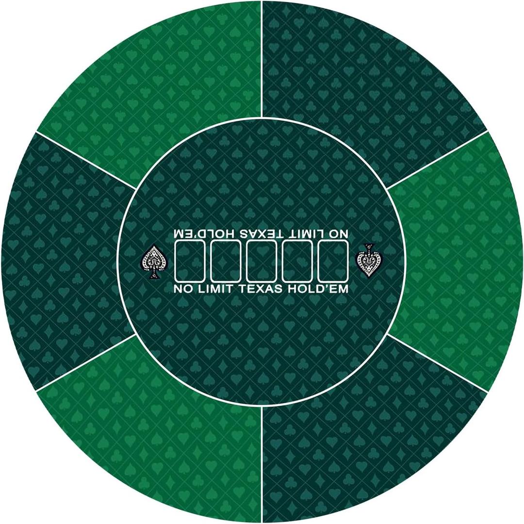 nuveti 24 inch Round Poker Mat for Texas Holdem | Portable Poker Table Top with Art Deco Layout Print 6-8 Player Game Layout Mat to Play Cards, Poker Games, Blackjack, Casino, Size: 24''X 24''X 2MM