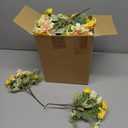 LESING Silk Dahlia Artificial Flower with Vase, Fake Faux Rose Flowers Bouquets in Vase for Home Office Table Decoration (Dahlia-Yellow)