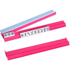 TIASUSAN 4PCS Mahjong Racks with Pushers for 166 American Mahjong Tiles, Mahjong All-in-one Tile Rack with Pusher Combo