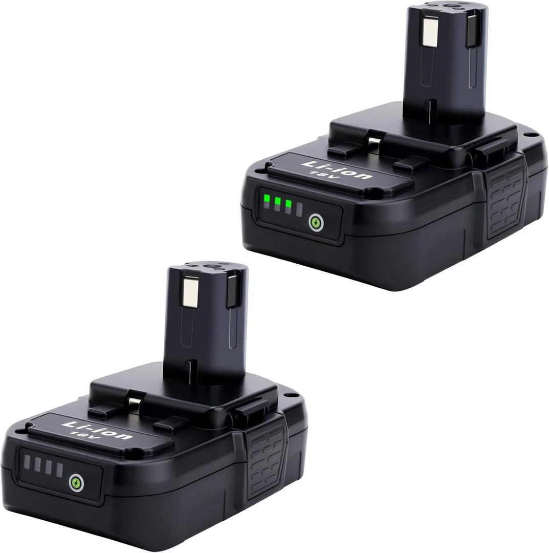2 Pack 18V 3.0Ah Lithium Replacement Battery Compatible with Ryobi 18V Cordless Power Tools, Replacement for 18V Battery P102 P103 P104 P105 P106 P107 P108